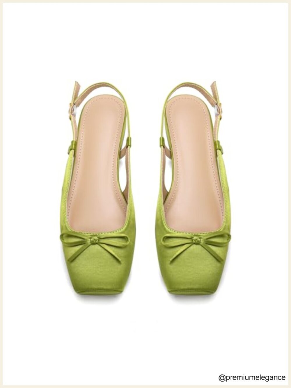 Women's Square Toe Satin Ballet Flats with Ankle Buckles Slingback